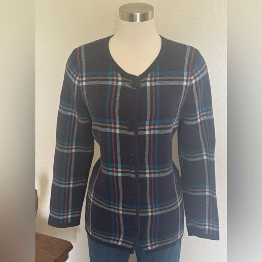 TALBOTS Cotton Plaid Cardigan cottage core laying - Picture 6 of 6